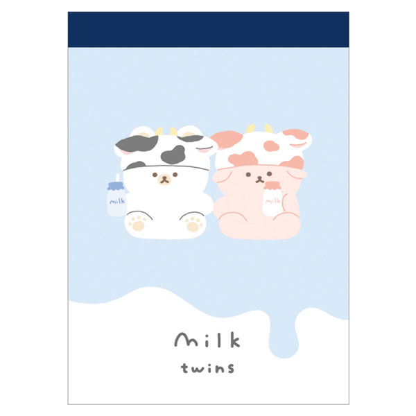 クラックス ミニメモ ミルクツインズ 2柄 80枚 日本製 メモ帳 プチギフト お礼 20冊までメール便対応 文具 大人かわいい