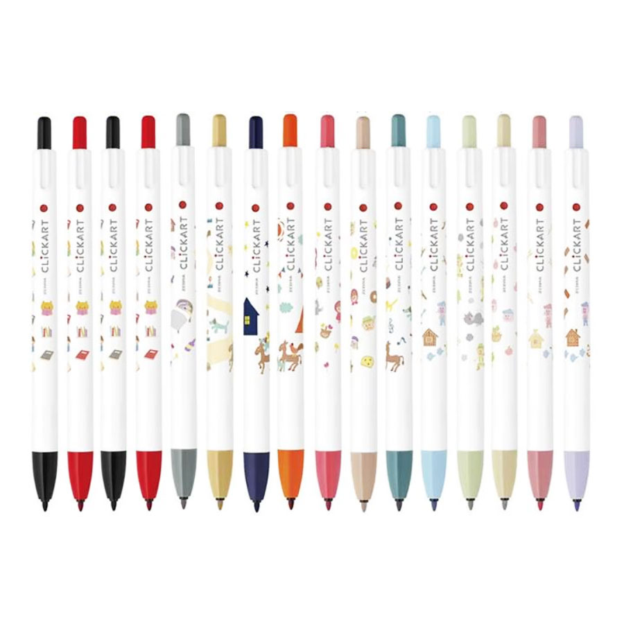 ゼブラ ノック式水性カラーペン クリッカート 絵本シリーズ 14色16本セット かわいい 重ね塗り 限定