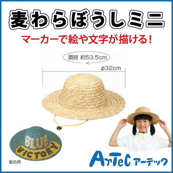 【お取寄】 麦わらぼうしミニ ひも付 海水浴 山登り 散歩 帽子 夏 衣装 運動会 小学校 体育祭 体育会 お祭り 涼しい イベント 小道具 ダンス 盆踊り 《アーテック》 【05P03Dec16】 【メール便不可】