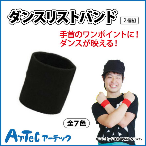 ダンスリストバンド 黒 2個組 小学校 中学校 ダンス 運動会 文化祭 体育祭 アイテム イベント 仮装 《..