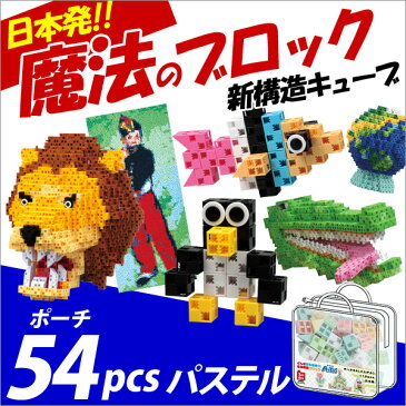 【お取寄】ブロック おもちゃ 子供 小学生 大人 玩具 指先 男の子 女の子 日本発! 魔法のブロック ポーチ54 パステル【メール便不可】