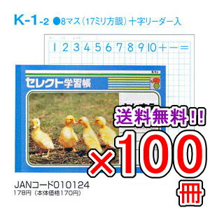 Rakuten - 【送料無料】 《100冊セット》 ノート b5 自由帳 文房具 【K-1-2】 セレクト学習帳 算数(さんすう) 8マス 十字リーダー入り 学級文具 学習支援 【メール便不可】