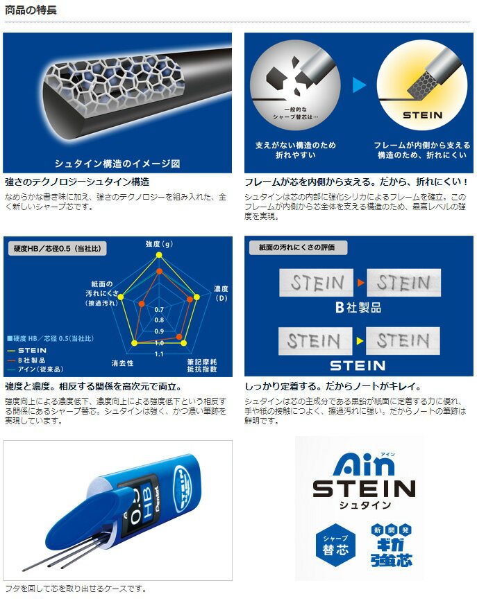 Ain シュタイン替芯 0.2mm 《 硬度： 2B 》 替芯 シャープ シャープペンシル 15本入 【メール便可】[M便 1/20] 2