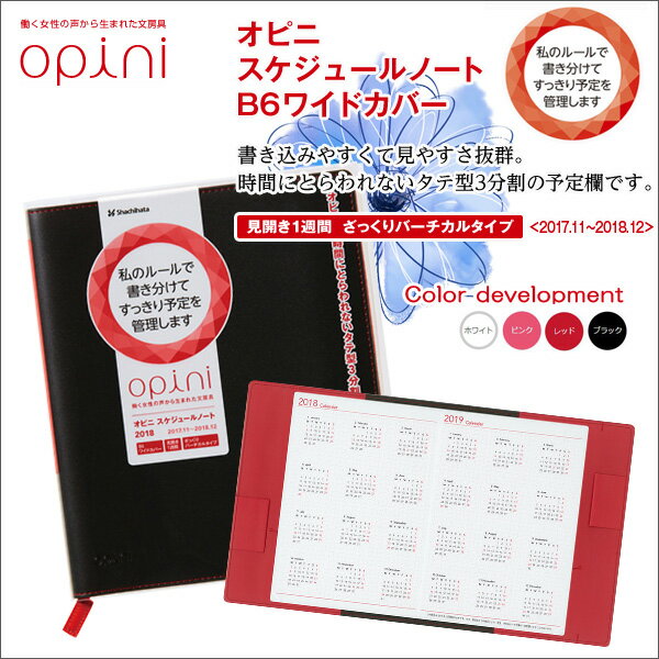 オピニ スケジュールノート《ブラック》B6ワイドカバー 手帳 シンプル かわいい ポケットサイズ 女の子 ポケットシステム手帳 B6 月間リフィル シンプル 【メール便可】のサムネイル