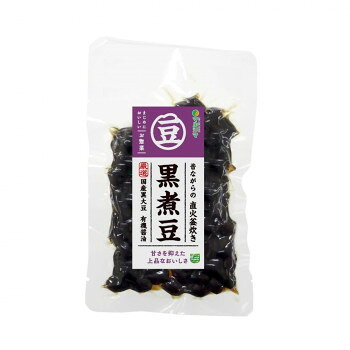 国産の黒大豆を直火のとろ火でおいしく炊き上げました。長時間じっくり煮込んでいますので、芯まで味がしみています。無添加にこだわり、自然そのままの色を出しています。甘みには精製度の低い粗糖を、醤油は有機栽培の丸大豆を杉桶でじっくり熟成させた有機純正醤油を使用しています。お豆には現代の食事で不足しがちな栄養がたくさん含まれています。●本品に遺伝子組換え大豆は使用しておりません。●保存料、着色料等は使用しておりません。安心してお召し上がりください。サイズ個装サイズ：12×17×6cm重量個装重量：700g仕様賞味期間：製造日より150日生産国日本栄養成分【100gあたり】エネルギー:27kkcalたんぱく質:12.3g脂質:3.8g炭水化物:47.1g食塩相当量:0.58g原材料名称：黒煮豆黒大豆(国産)、粗糖、有機醤油(大豆、小麦を含む)アレルギー表示小麦、大豆（原材料の一部に含んでいます）その他アレルギー0保存方法常温保存製造（販売）者情報販売者:株式会社純正食品マルシマ広島県尾道市東尾道9番地2fk094igrjs
