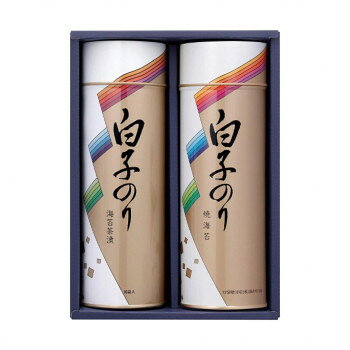 新鮮な美味しさと、品質にこだわった長年愛され続ける詰合せ。サイズ個装サイズ：18×25×8cm重量個装重量：435g仕様賞味期間：製造日より1,080日セット内容のり茶漬け(10袋)・焼のり(8切5枚12袋)各1缶生産国日本栄養成分焼きのり(1袋8切5枚当たり)熱量:5kcal、たんぱく質:0.7g、脂質:0.1g、炭水化物:0.7g、食塩相当量:0.02g(推定値)茶漬け(1袋6.0g当たり)熱量:15kcal、たんぱく質:0.5g、脂質:0.1g、炭水化物:3.2g、食塩相当量:1.9g(推定値)原材料名称：茶漬、焼きのり(のり茶漬)調味顆粒(食塩、乳糖、砂糖、ぶどう糖、しいたけ粉末、かつお節粉末、あおさ粉末、粉末しょうゆ、こんぶエキス、かつおエキス、でん粉、こんぶ粉末、抹茶、魚介エキス、ほたてエキス、デキストリン)(国内製造)、あられ、のり/調味料(アミノ酸等)、(一部に乳成分・小麦・大豆を含む)(焼きのり)乾のり(国産)アレルギー表示乳、小麦、大豆（原材料の一部に含んでいます）保存方法常温保存製造（販売）者情報株式会社白子fk094igrjs