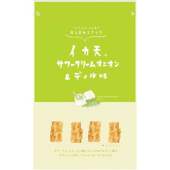 サワークリーム味とハーブのディルを加え、さわやかでさっぱりとした味わいに仕上げました。内容量単品:60gサイズ単品:270×165×30mm個装サイズ：40×55×28cm重量個装重量：4640g仕様賞味期間：製造日より180日セット内容4個生産国日本栄養成分(100gあたり)エネルギー:526kcal、たんぱく質:12.6g、脂質:33.6g、炭水化物:48.3g、食塩相当量:4.0g原材料名称：魚介類加工品イカシート(イカ、魚肉、還元水あめ、その他)(国内製造)、植物油、小麦粉、でん粉、サワークリームオニオン&ディル風味シーズニング(食塩、クリーミングパウダー、砂糖、オニオンパウダー、ディルシードパウダー、その他)、砂糖、食塩、乾燥卵白、植物性たん白、香辛料、たん白加水分解物/加工でん粉、調味料(アミノ酸等)、酸味料、香辛料抽出物、甘味料(スクラロース、ステビア)、香料、(一部に小麦・卵・乳成分・いか・大豆・ごまを含む)アレルギー表示卵、乳、小麦、いか、ごま、大豆（原材料の一部に含んでいます）保存方法常温製造（販売）者情報まるか食品株式会社広島県尾道市美ノ郷町本郷455-10fk094igrjs