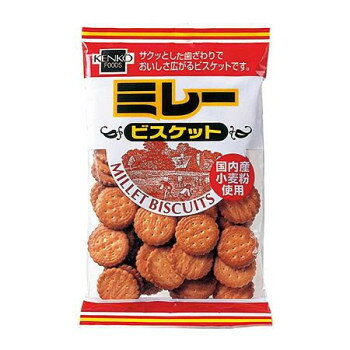国内産小麦粉を使用した、サクッとした歯ざわりで、おいしさ広がるひとくちサイズのビスケットです。生地の甘みと控えめな塩味があと引く美味しさです。内容量180gサイズ個装サイズ：15×15×20cm重量個装重量：500g仕様賞味期間：製造日より150日セット内容ミレービスケット(180g)×10個生産国日本栄養成分【100gあたり】エネルギー509kcal、たんぱく質7.0g、脂質23.5g、炭水化物67.4g、食塩相当量0.6g原材料名称：ビスケット小麦粉(国内製造)、植物性油脂、砂糖、ショートニング、ブドウ糖、食塩/膨脹剤、(一部に小麦を含む)アレルギー表示小麦（原材料の一部に含んでいます）製造（販売）者情報製造:(株)伊藤製菓、販売:健康フーズ(株)fk094igrjs