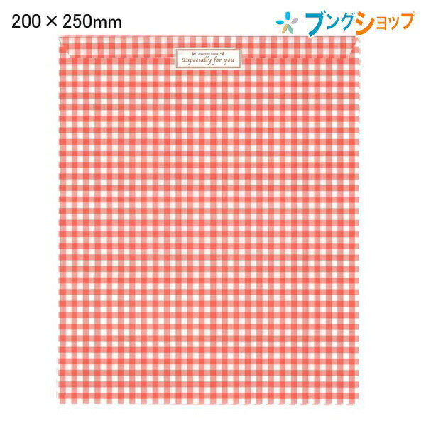 マルアイ ラッピング チェック柄封筒赤 200x250mm 一筆箋・封筒・メモなど サ-185R 包装紙 贈答用包装袋 プレゼント チェック柄 サービス袋 平袋...