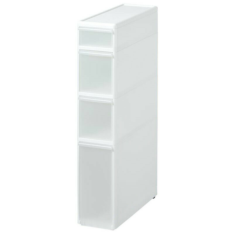 Slim Kitchen Racks - 吉川国工業所　収納ストッカー　スリムストレージ トールストッカー　4段　幅17cm　(コロ付き)　ホワイト　TS-121 4979625182117