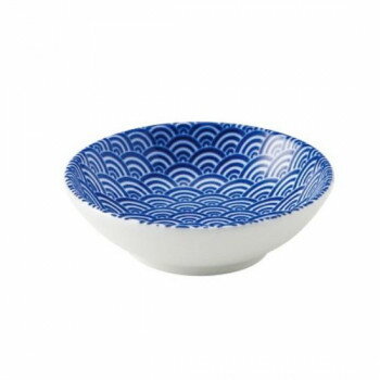 光洋陶器 花伝 青海波 青 9.5cm浅ボウル 52284016