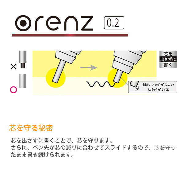 ぺんてる オレンズ orenz シャープ 0.2mm XPP502 -A ブラック / -P ピンク 精密筆記に適した0.2mm シャープ 先端パイプがスライド 芯を出さずに書く 不思議なほど芯が折れない 超極細芯0.2mm — vista 2