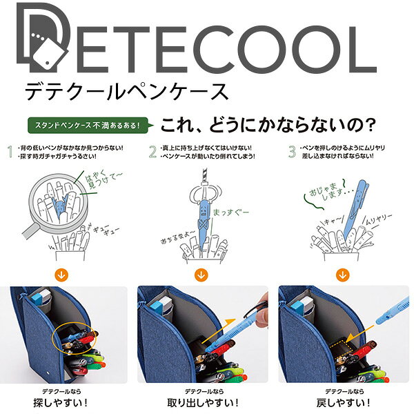 レイメイ Detecool デテクールペンケース FY379 -B ブラック / -K ネイビー / -N グレー/ -M グリーン 筆箱 ペンスタンド 立つペンケース スタンドペンケース マグネット開閉 大容量 小物収納 おしゃれ かわいい 便利グッズ bungushop-10309590 ブングショップ サンプル画像2