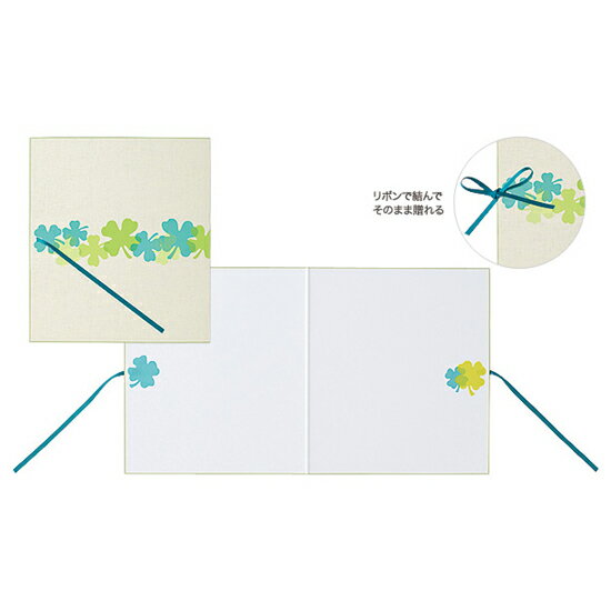 ミドリ midori カラー色紙 二つ折り リボン クローバー柄【デザイン文具】