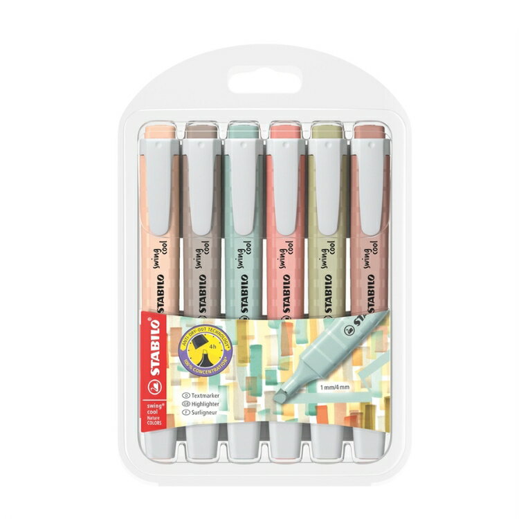 スタビロ STABILO スイングクール ネイチャーカラー 6色セット マーカー 蛍光ペン 翌日配送対応