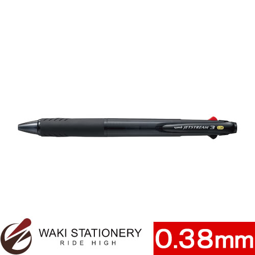 三菱鉛筆 ジェットストリーム 3色ボールペン 0.38mm 透明ブラック （インク色：黒、赤、青)