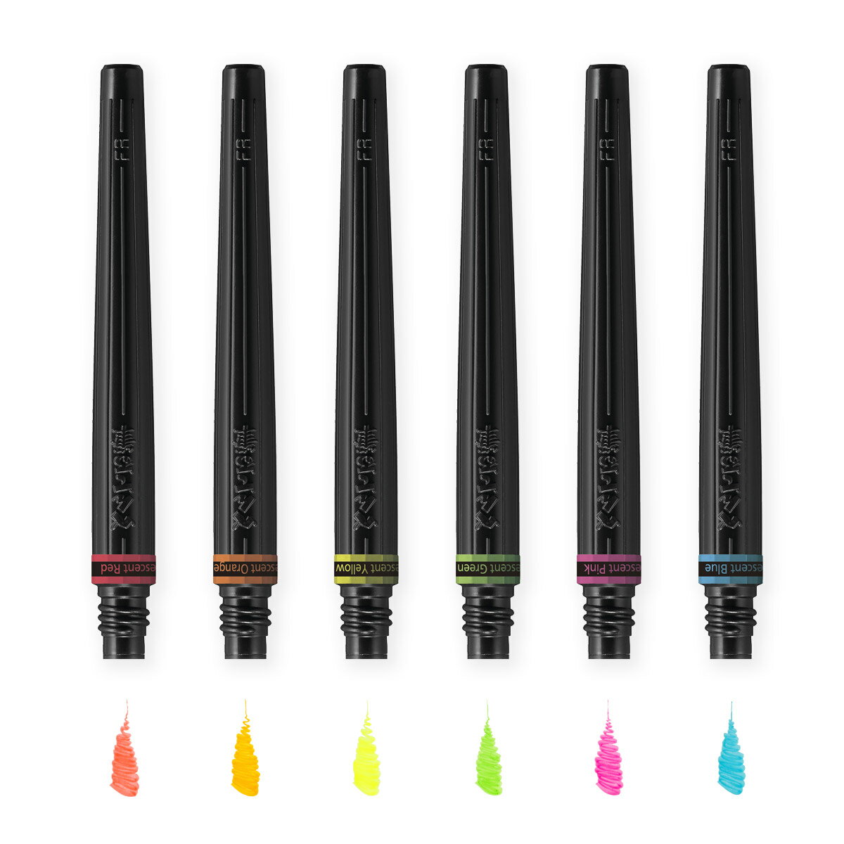 ぺんてる　筆ペン　アートブラッシュ＜Art brush＞用カートリッジ　蛍光カラー　XFRLP-30