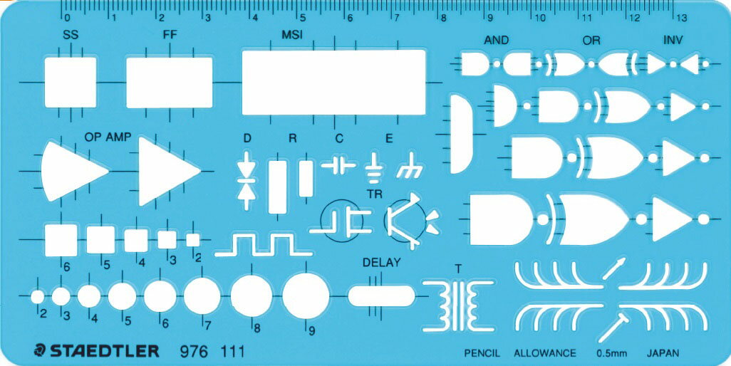 【メ可】ステッドラー テンプレート 論理回路定規（抵抗＝□） 976 111