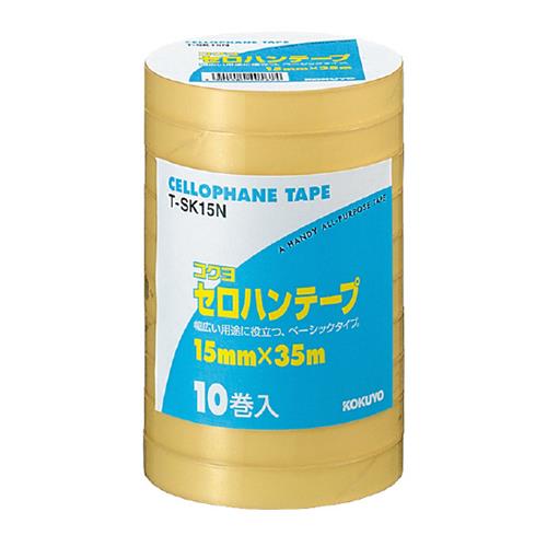 コクヨ　セロハンテープ　大巻き工業用　15mm×35m　10巻きパック　T-SK15N