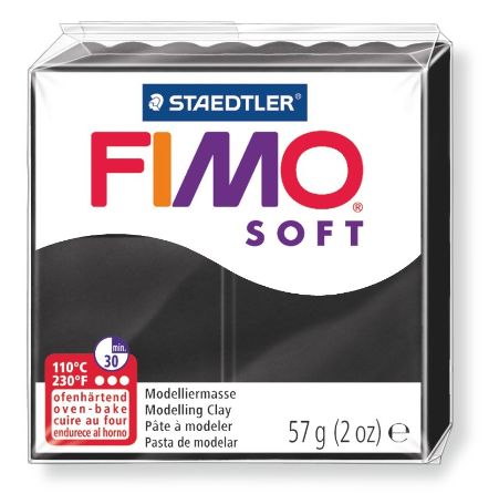 【メ可】ステッドラー　CLAY FIMO　オーブンクレイ　フィモ　ソフト　＜ブラック＞　8020-9