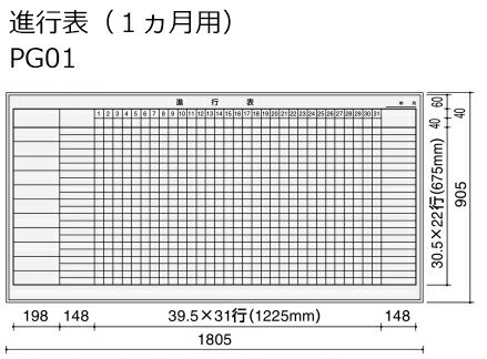 コクヨ　ホワイトボード　BB-K900シリーズ　片面　進行表（1ヶ月用）　板面1755×858　BB-K936W-PG01