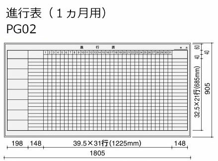 コクヨ　ホワイトボード　BB-L900シリーズ　壁際用　L脚　片面　進行表（1ヶ月用）　板面1755×858　BB-L936W-PG02