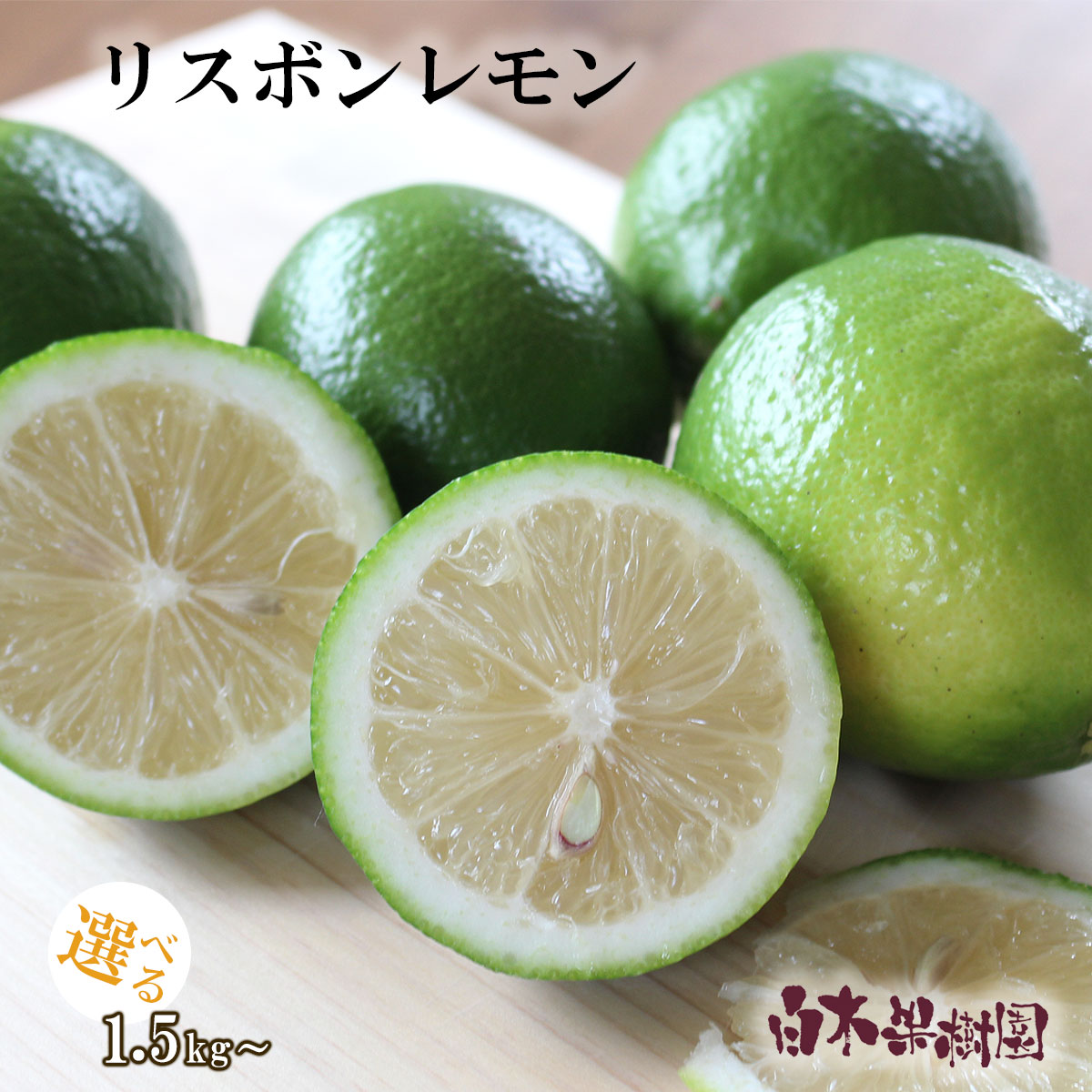 【国産】【グリーンレモン】 高知県産 リスボンレモン 約1.5kg、3kg、5kg 【白木果樹園産】【ワックス防腐剤不使用】