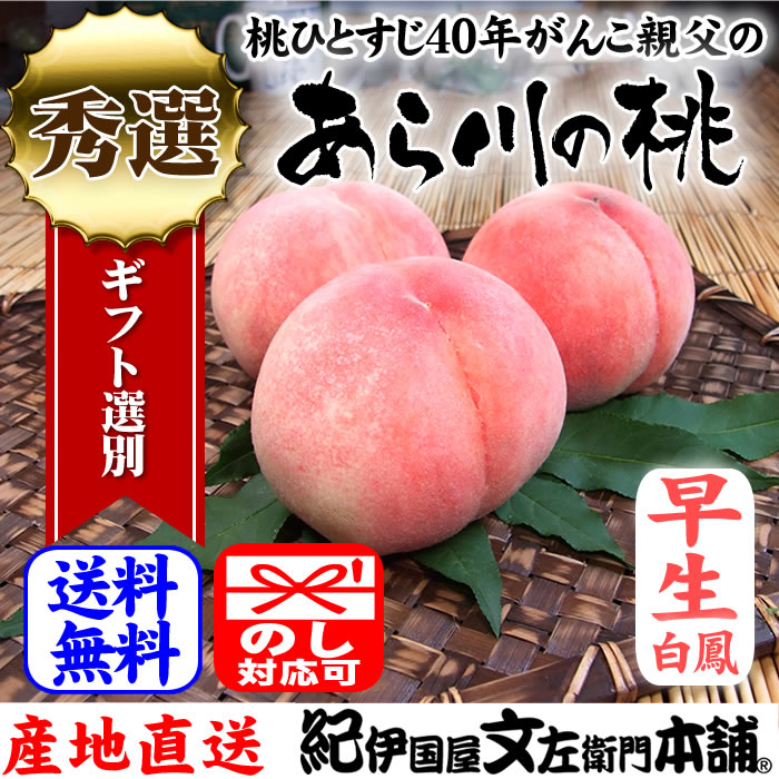 桃 【予約販売】紀州和歌山　あら川の桃（早生白鳳品種）手選り【秀選】　約1．8kg／6玉入