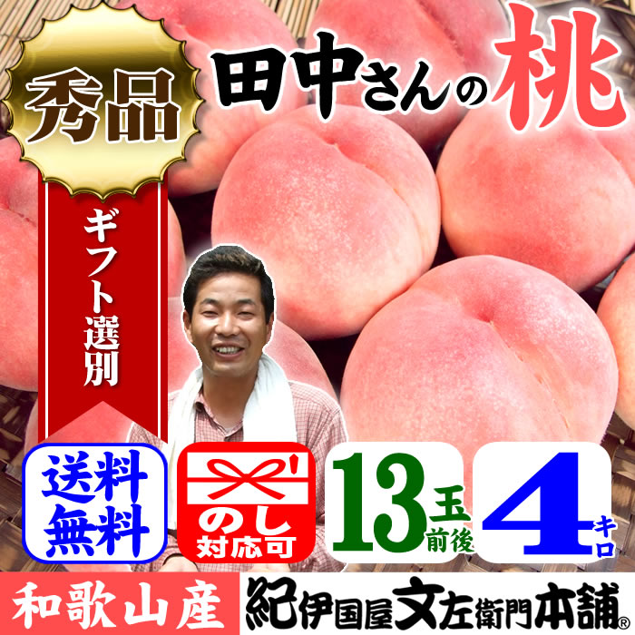 桃 【順次出荷】田中さんちの大きなわかやまの桃（もも） 13玉前後 約4kg 化粧箱入 和歌山県産 田中さんちの桃（白鳳・嶺鳳・白桃・なつっこ）田中さんちの桃 産地直送【送料無料】