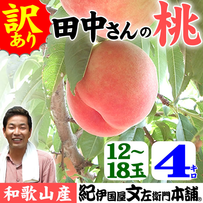 桃 【予約販売】訳ありお買い得和歌山の桃(もも)／完熟ワケアリ品【約4kg】白鳳系品種＜完熟果実なので数個の傷みはご勘弁下さいませ。＞田中さんちの桃（白鳳・嶺鳳・白桃・なつっこ）