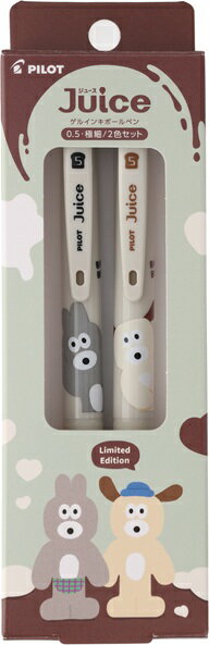 Rakuten - ■【PILOT】限定　ブランチブラザー　コラボ 　ゲルインキ　ボールペン　0.5mm　ジュース×BRUNCH BROTHER　2色セット バニーとパピー　ブラック　コーヒーブラウン　LJUEFB252C-BPU