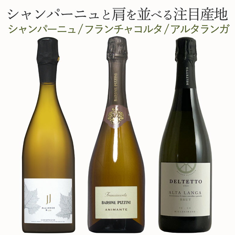 スパークリング注目産地飲み比べ 3本セット シャンパーニュ フランチャコルタ アルタランガ ワイン セット wine ギフト 父の日 750ML