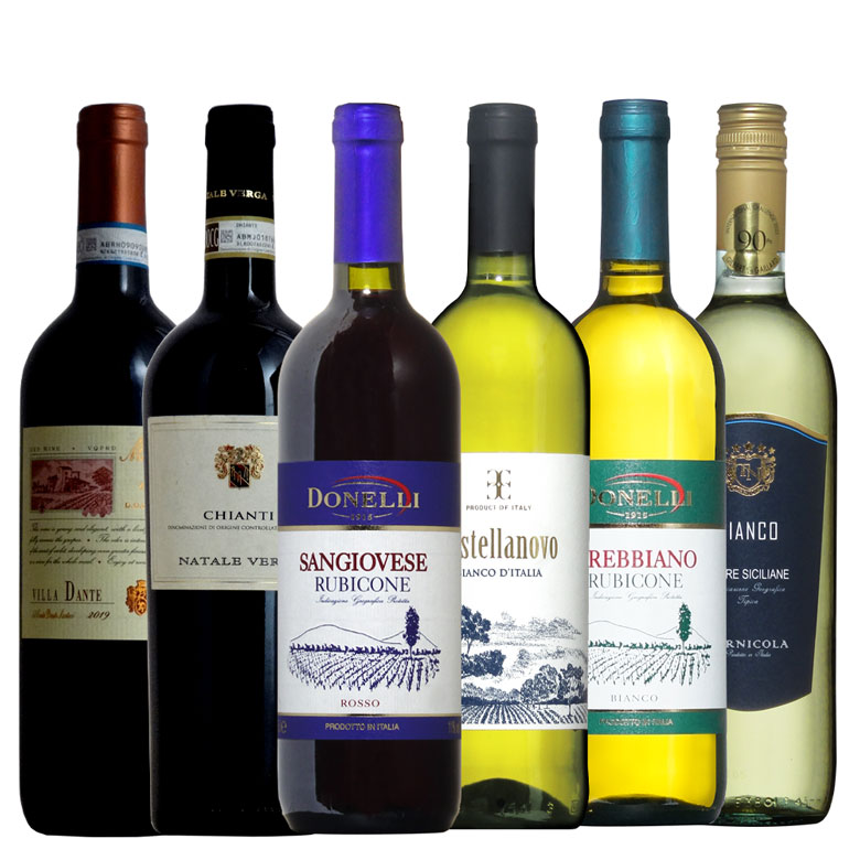 ソムリエ厳選 安旨イタリアワイン6本 赤3本白3本飲み比べ 送料無料 ワインセット wine ギフト 母の日 プレゼント ワイン 赤ワイン 白ワイン 750ML おすすめ