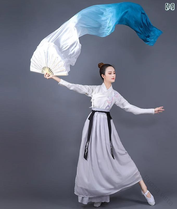 中国製 扇子 舞踊 踊り ダンス 舞台用 パフォーマンス 発表会 イベント 小道具 グラデーション ロングサイズ ひらひら 大きめファンベール 扇子