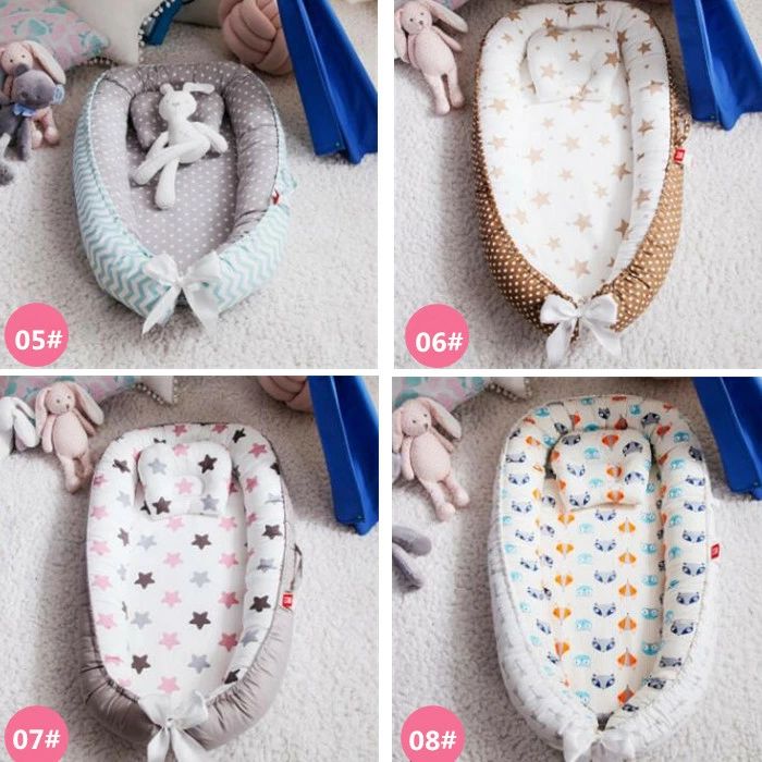 送料無料 ベビーベッド ベッドインベッド 2点セット まくら 赤ちゃんベッド 可愛い 13colours ベビーガード 取り外し可能 持ち運びに便利 出産祝い 海外通販 3