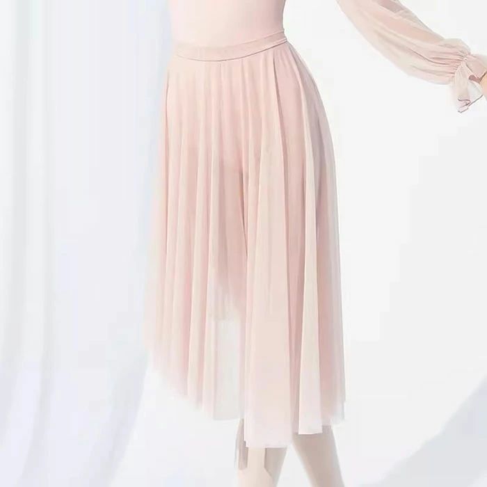 【送料無料】バレエ スカート 大人 ロング プルオン ウエストゴム 丈70cm 大人用 バレエ スカート メッシュ プルオンスカート おしゃれ 前後非対称のスカート エレガント ダンス スカー ト ダンス バレエ レッスン着 練習着 体操 バレエ用品 新体操 グリーン