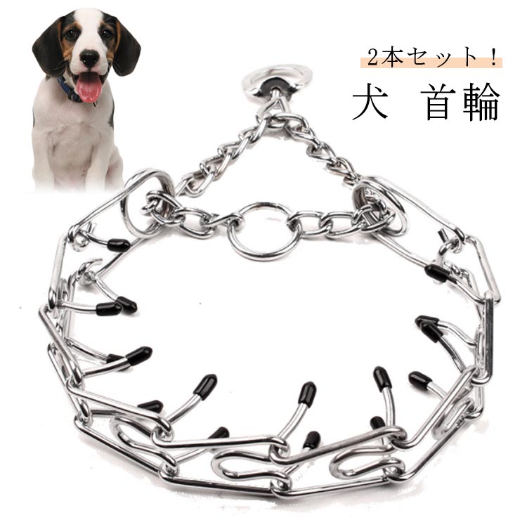 【送料無料】首輪 2本セット！犬 中大型犬用 トレーニング 首輪 耐候性 ステンレス製チョークカラー ...