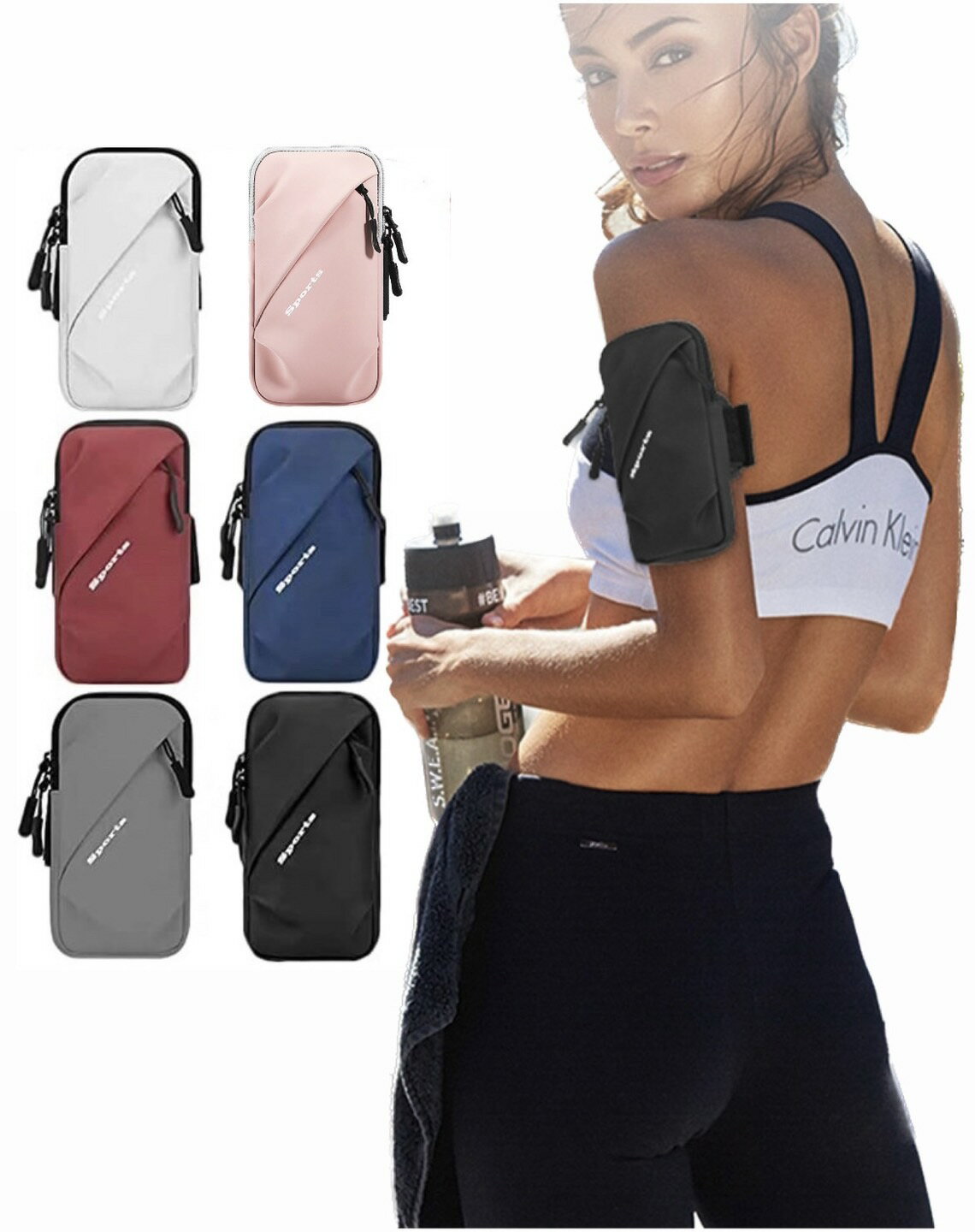 スマホ スマホアームバンド スポーツランニングアームバンド 前腕バンド 防水 耐汗デザイン スポーツ用 キーIDキャッシュホルダー リストバンド ポーチバッグ ...