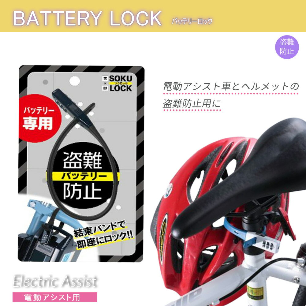 バッテリーロック バッテリー＆ヘルメット用 盗難防止 電動アシスト車