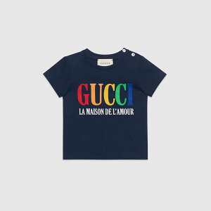 グッチ GUCCI kids ダークブルー 4367 [Baby] GUCI print T-shirt キッズ グッチ GUCCI