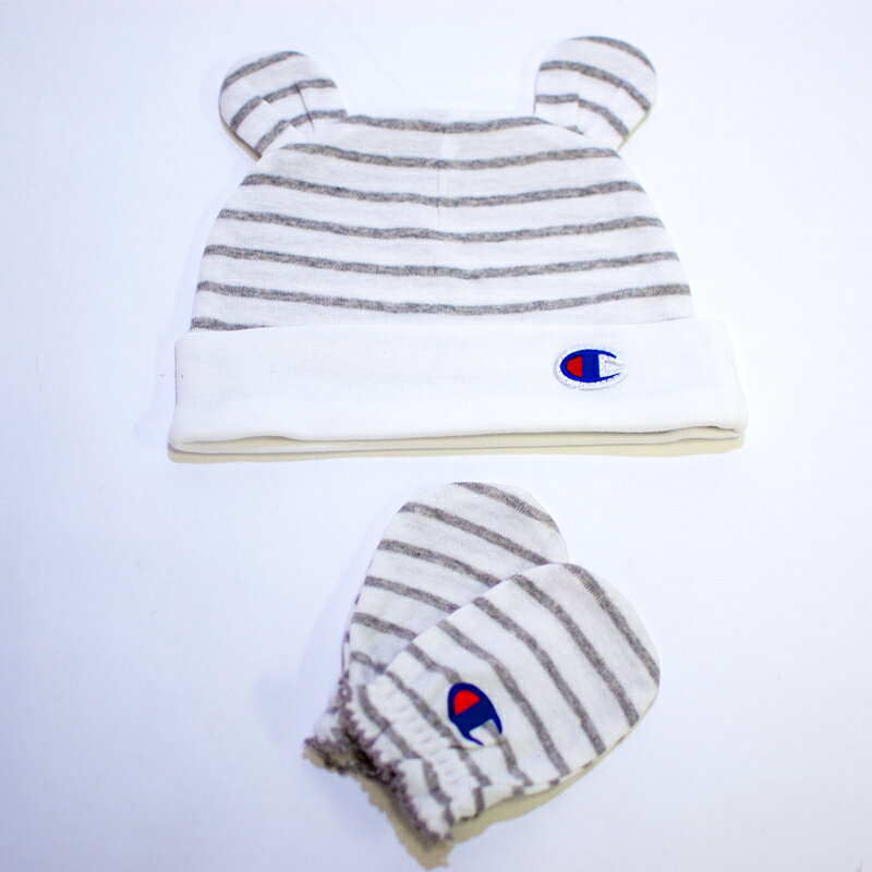 チャンピオン ベビー Champion baby 無地 ワッチ/ミトンセット ボーダー オーガニック コットン ベビー用品 お祝い ギフト 赤ちゃん 新生児 出産準備 ギフト 2