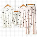 パンダ パジャマ レディース 半袖 長ズボン ショットパンツ 上下セット セットアップ 部屋着 ルームウェア レディース ルームウェア 春 夏 かわいい 半袖 ...
