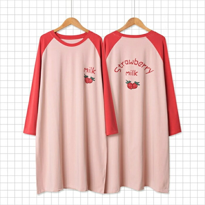 パジャマ レディース 綿 長袖 ワンピース ルームウェア レディース ガールズ ワンピース かわいい イチゴ 春 夏 秋 部屋着 いちご イチゴ ルームウェア ...