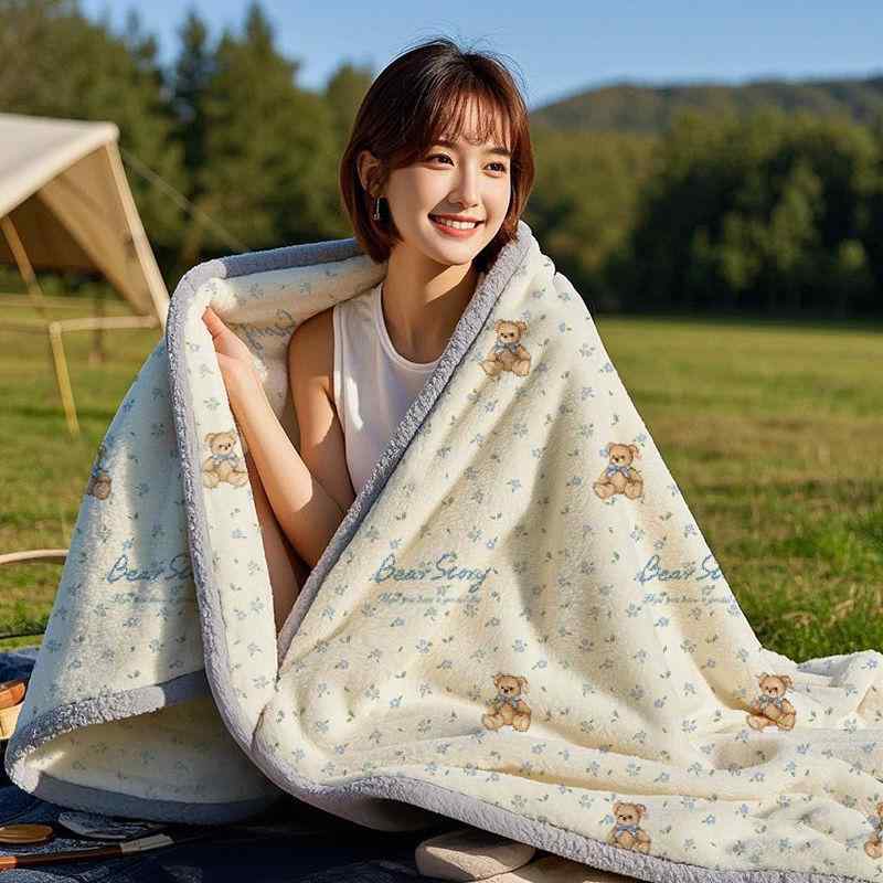 ブランケット 毛布 ポリエステル フランネル タオルケット ひざ掛け 肩掛け 薄手 春夏 オフィス 昼寝 キャンプ アウトドア 100cm 150cm