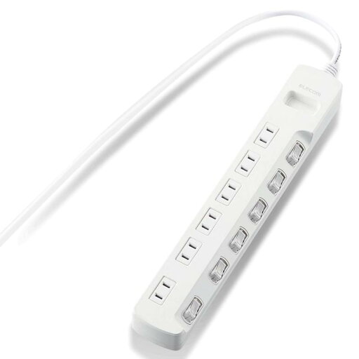 エレコム 電源タップ 個別スイッチ 省エネ スイングプラグ 6個口 2m ホワイト T-E5A-2620WH エレコム 電源タップ 個別スイッチ 省エネ スイングプラグ 6個口 2m ホワイト T-E5A-2620WH