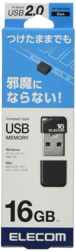 エレコム USBメモリ 16GB USB2.0 小型 ストラップホール キャップ付き ブラック MF-SU2B16GBK エレコム USBメモリ 16GB USB2.0 小型 ストラップホール キャップ付き ブラック MF-SU2B16GBK