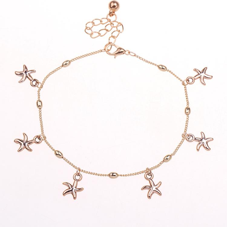 アンクレット レディース 女性用 合金 海星 シェル 貝殻 ビーチ ビーチ リゾート フリンジ タッセル スタイル(x2)