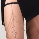 レッグチェーン レディース 女性用 ボヘミアン 合金 ラインストーン スネーク 蛇 モチーフ ペンダント 太もも チェーン シルバー シルバー ゴールド ゴールド セクシー アクセサリー ジュエリー