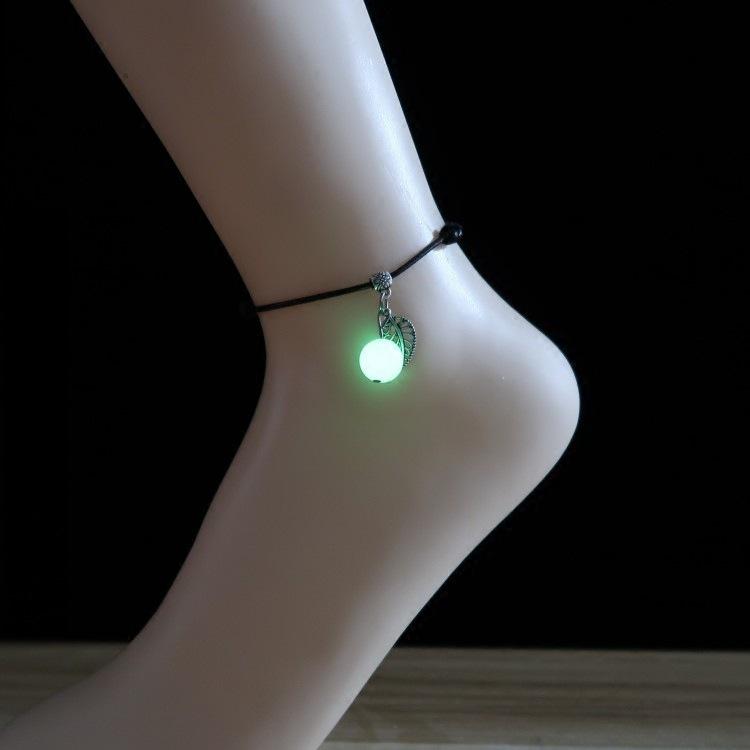 アンクレット レディース 韓国 シンプル ボヘミアン エスニック レトロ 森ガール 学生 ギフト 夜光 小葉 ジルコニア 花柄(x2)