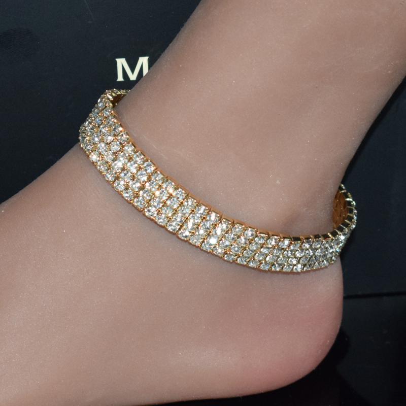 脚链 レディース 幾何学模様 ラインストーン 合金製 シルバーカラー ゴールドカラー 風 ジュエリー アクセサリー